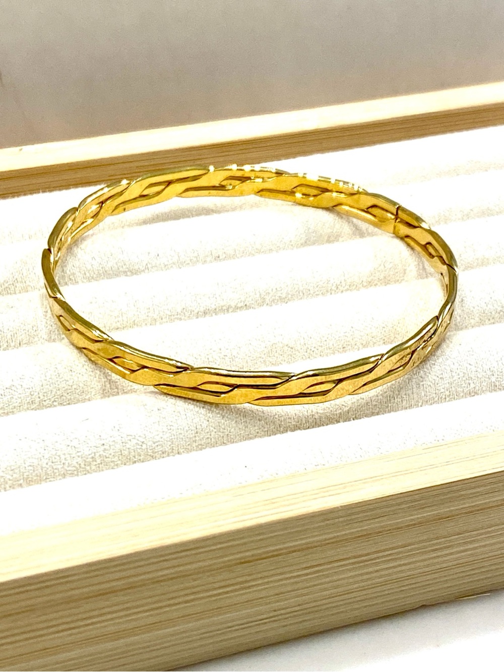 Vintage Gold Braided Woven Mesh Stackable Bangle Bracelet Basketweave Slip On